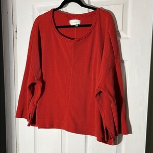 Anthropologie Vibrant Orange Women's Thermal Ling Sleeve Top